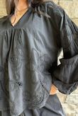 Ida Embroidered Smock Blouse Black /17=